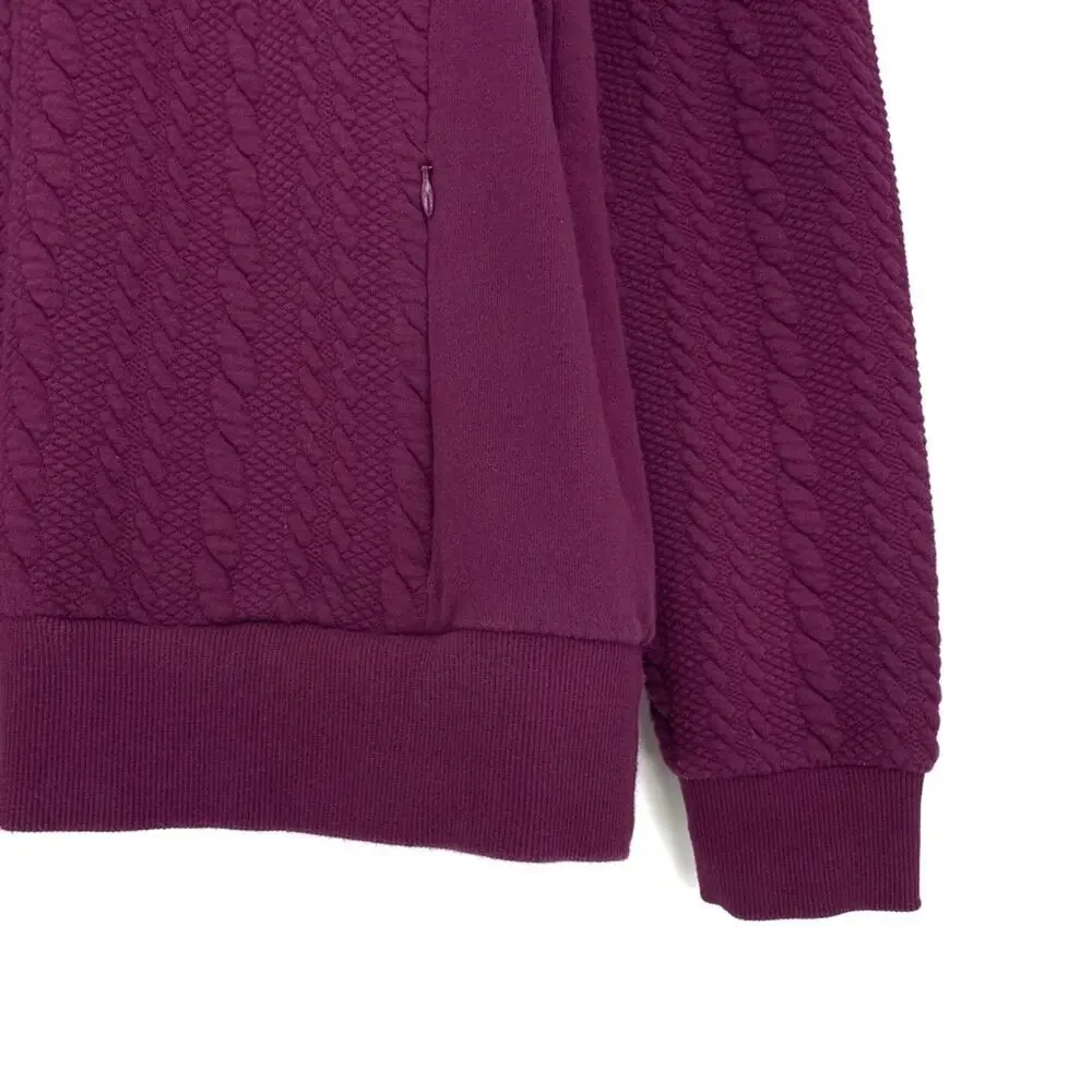 ORVIS Jacquard Cable Knit 1/4 Zip Pullover Sweater Purple S